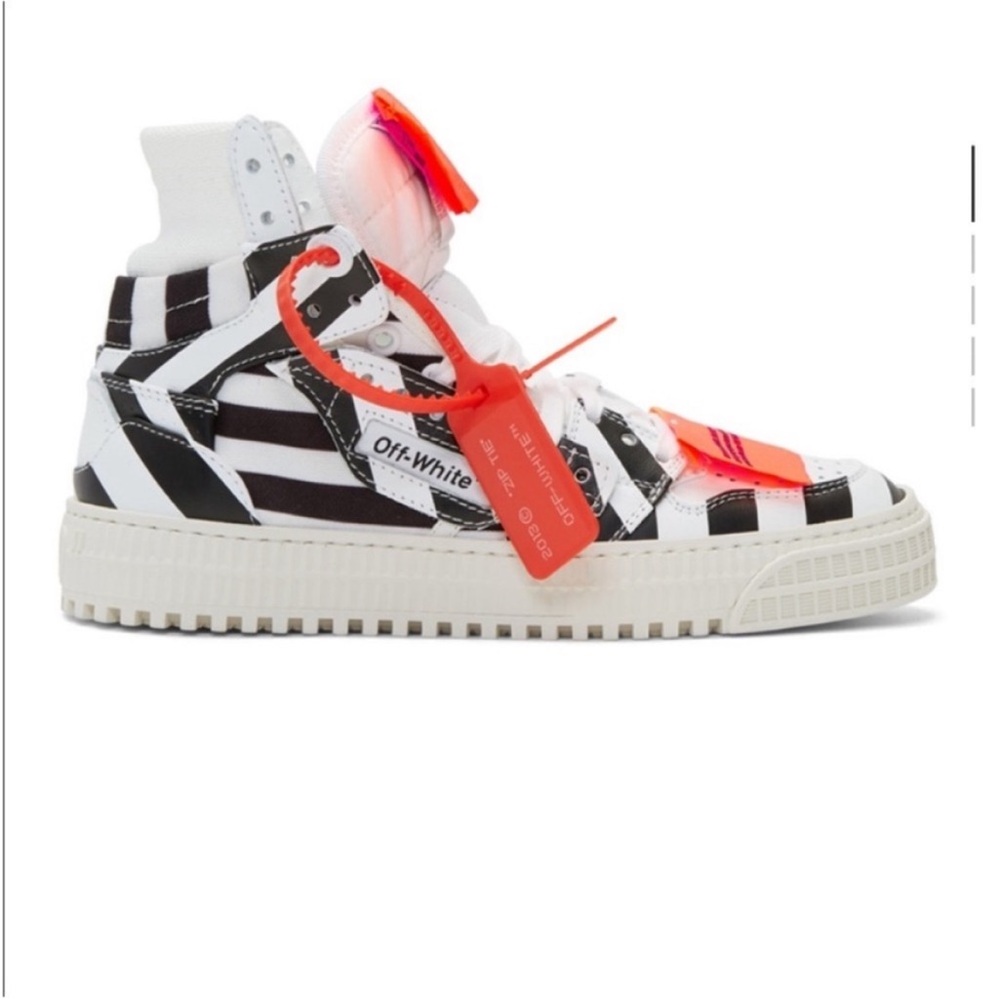 Off White white and Black striped 3.0 off court sneakers